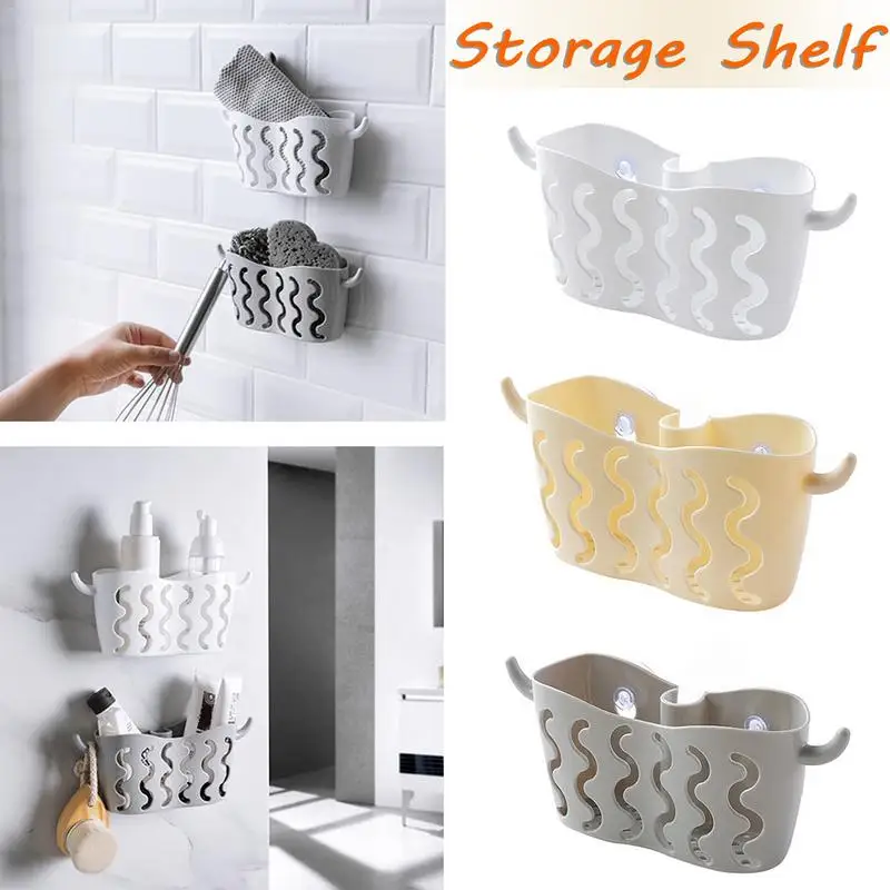 

Waterproof Moisture Proof No Hole Sucker Storage Hanging Basket Faucet Dish Washing Sponge Drain Basket For Bathroom Kitchen
