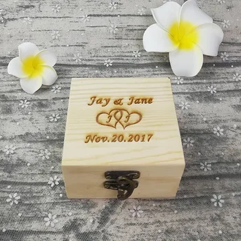 

Personalized Wood Wedding Ring Box Engagement Jewelry Gift Custom Ring Box Rustic Wedding Ring Bearer Box