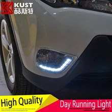 KUST Newest High Quatity Car LED Fog Light Frame Chrome DRL For RAV4 2013 2014 2015 Fog Light DRL For RAV4 Exterior Accessories