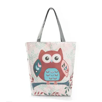 

Girls Owl Cartoon Prints Shopping Bags Eco-friendly Tote HandBag Large Capacity Shoulder Bag Reusable Shopping Bag shopper bag
