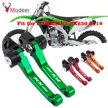

Motocross CNC Dirt Bike Pivot Foldable Brake Clutch Levers For Kawasaki KX250 KX 250 2019 WIth LOGO KX250