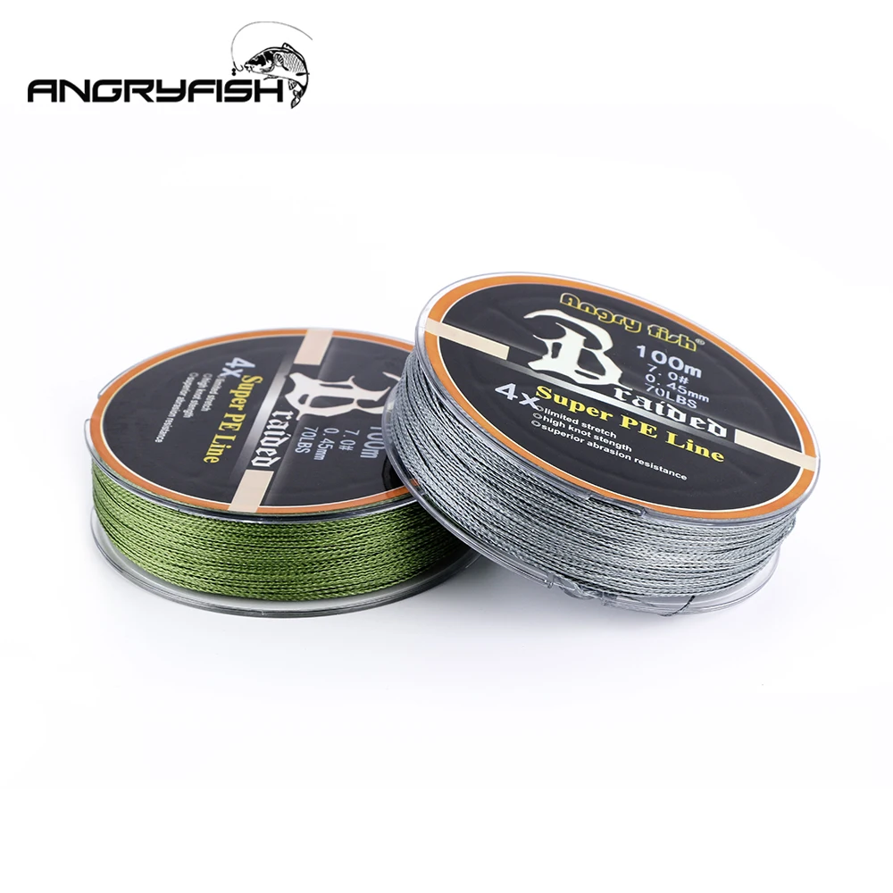 ANGRYFISH Wholesale 100m 4 Strands Braided Fishing Line 8 Colors Super PE  Fish Line Strong Strength