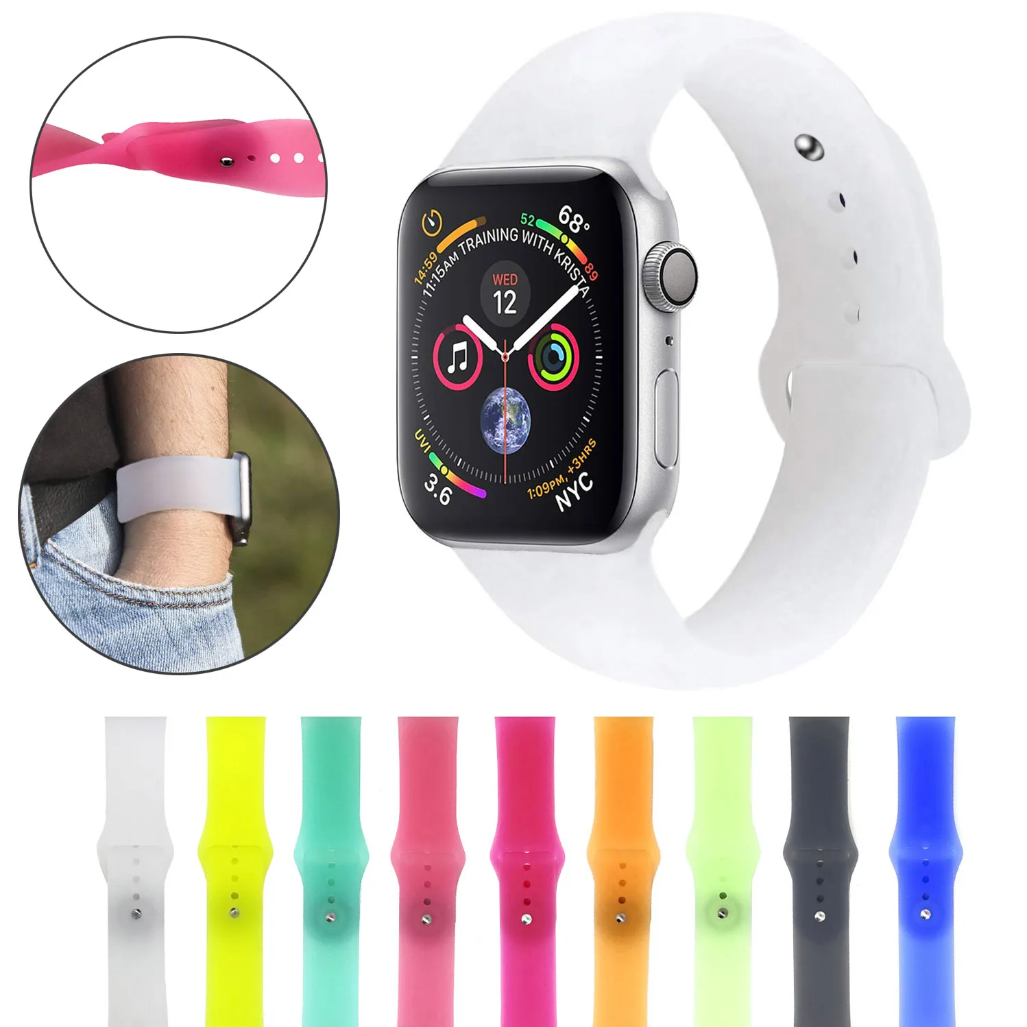 soft Silicone Sports Band for Apple Watch 4 3 2 1 38MM 42MM Bands Rubber Watchband Strap for Iwatch series 4 40mm 44mm