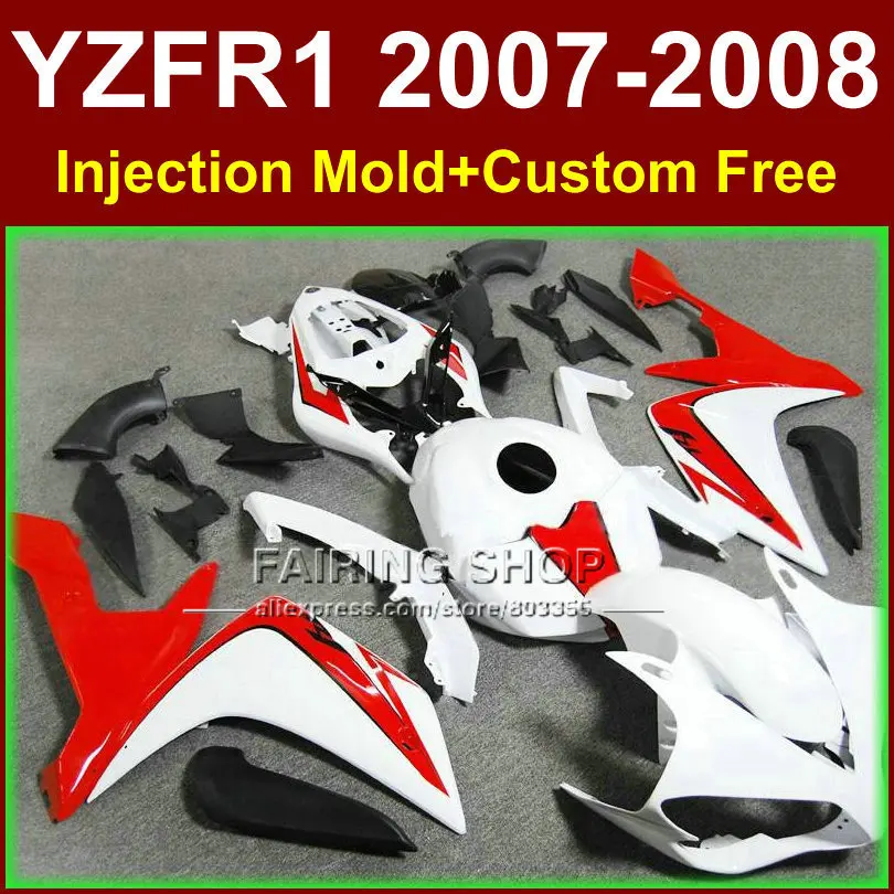 

ABS Pure white bodyworks for YAMAHA YZFR1 2007 2008 R1 fairing sets YZF R1 YZF1000 YZF 1000 07 08 fairings kits KID3