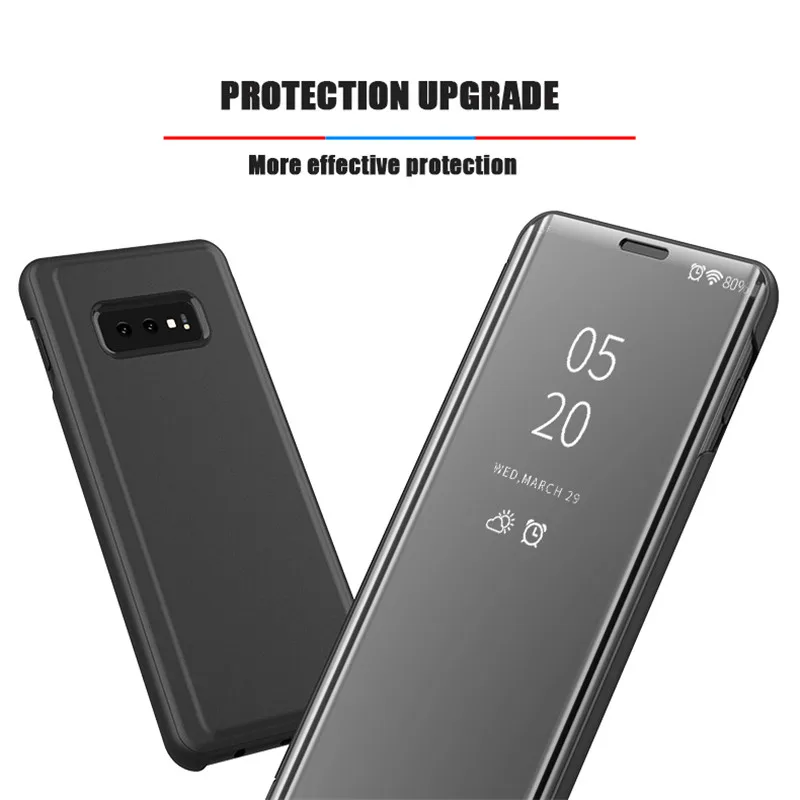 Умный зеркальный флип чехол для телефона Samsung Galaxy S10 S9 S8 S7 S6 Edge Plus S10E Прозрачный Note 9