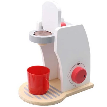 

Baby Wood Pretend Play Sets Toys Simulated Coffee Machine With Milk Coffee Beans Sugar Brewing Coffee Restaurant Kitchen Toys