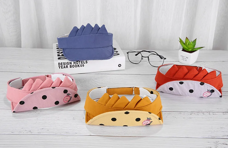 7Summer Baby Empty Hat Infant Boys Girls Visor Cap Sun Protection with Wide Brim Dots Cartoon Cute Cap for Summer Beach Park