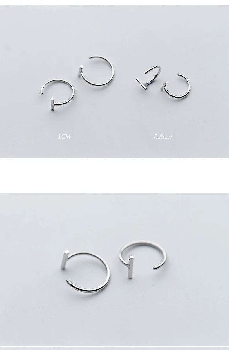 Гипоаллергенный минималистский прямой короткий Стик 925 пробы Серебряный ушной крючок персонализированные креативные серьги-гвоздики для женщин и мужчин подарок