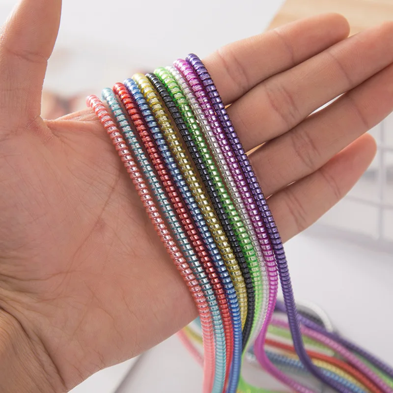 

1.5M Plating Color TPU Spring Protective sleeve Mobile Tablet Spiral Cord Protector for Cell Phone Charger Earphone Cords