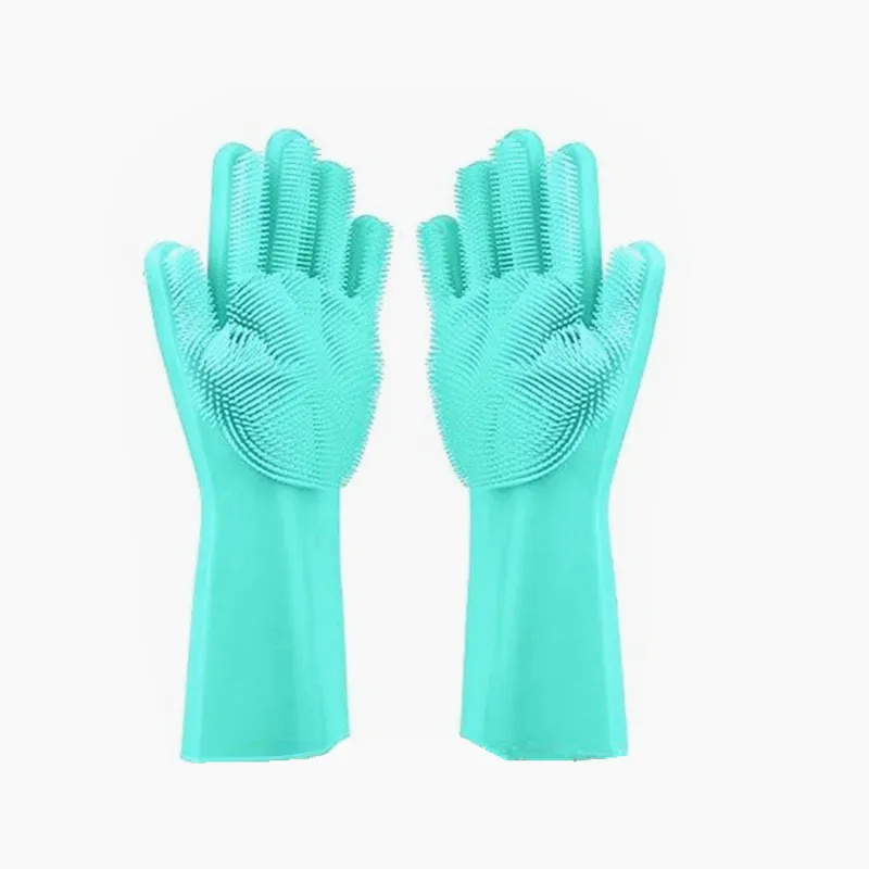1 пара зеленые Волшебные силиконовые перчатки для мытья посуды кухонные аксессуары перчатки для мытья посуды бытовые инструменты для чистки автомобиля щетка для домашних животных