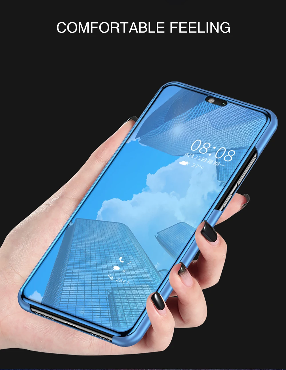 Умный зеркальный ЧЕХОЛ ДЛЯ vivo X23 X21 X20 V7 плюс V5 V5S V11 Y83 Pro Y85 Y81 Y79 Y75 Y69 Y67 Y66 Y65 кожаный чехол-книжка для телефона NEX A