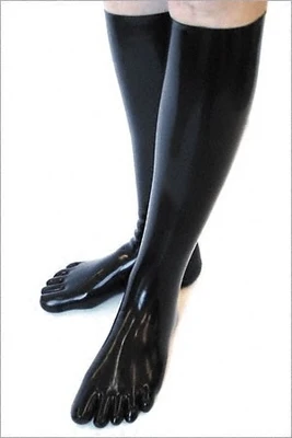 

New hot fetish latex socks, seamless 3d toe socks tight fit knee stockings 35cm long