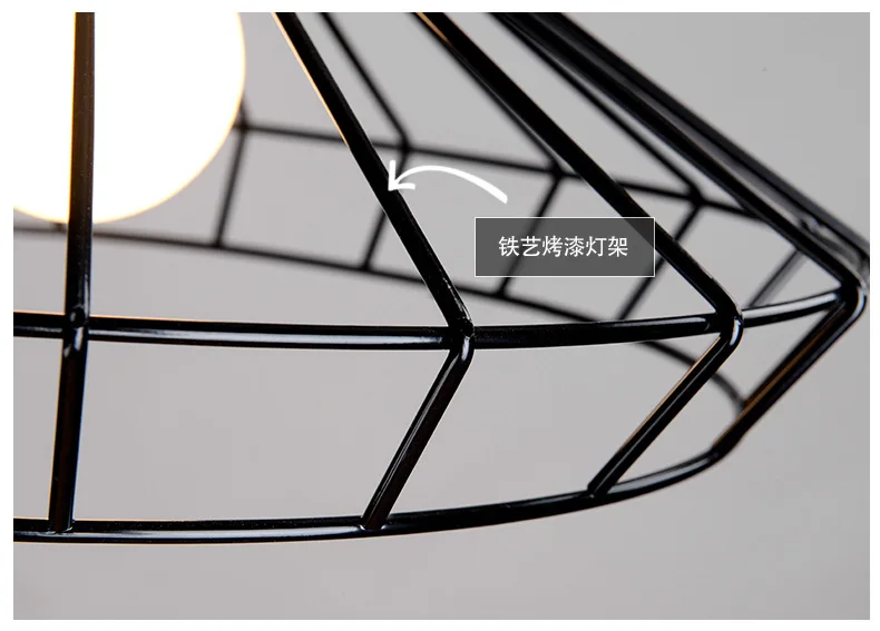  Vintage Wrought Iron Led Pendant Light Wooden Loft Hanging Cage Lamp Cafe Bar Dining Room Suspensio - 32920363615