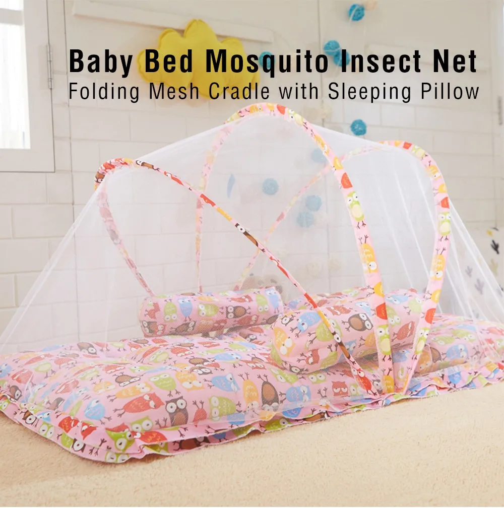 Летние детские кроватки сетки с подушку детская кровать насекомого москита Колыбель чистая Складная новорожденных постельные