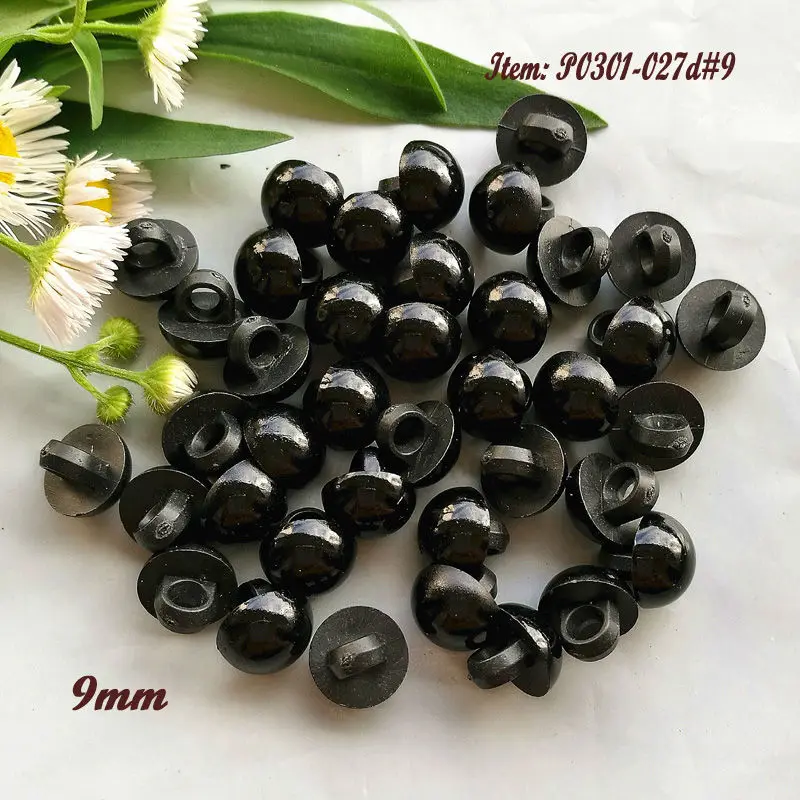 Sewing buttons 144pcs 9mm shank mushroom black buttons plastic animal