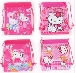 

2 pcs / lot 2018 hot kt cat double-sided printing beam port non-woven bags Drawstring schoolbag child student study up