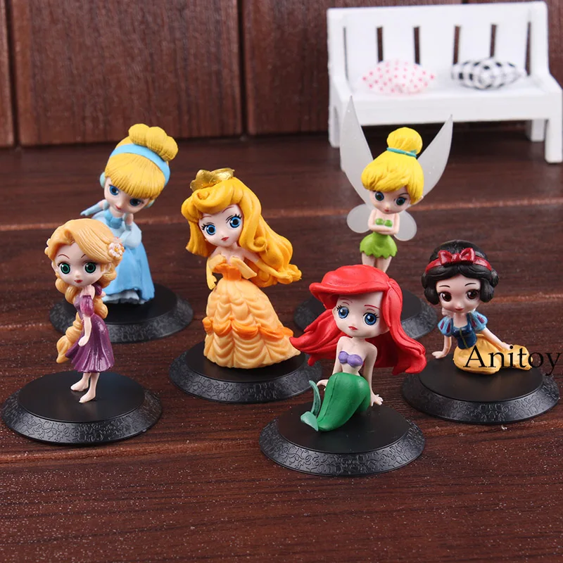 

Qposket Princess Girl Action Figure Snow White Belle Ariel Tinker Bell Cinderella Rapunzel Princess Doll Gifts for Girls 5-8cm
