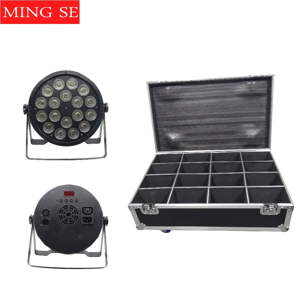 

16Pcs/lots 18x12W Led Par Lights RGBW 4in1 Flat Par Led With Flight Case DMX512 Disco Lights Professional Stage Equipment