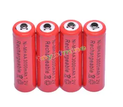 4x AA 3000 mAh 2A 1,2 V Ni-MH красный аккумуляторная батарея для MP3 RC игрушки