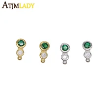 Милая очаровательная девушка ювелирные изделия многоцветный кубический цирконий зеленый белый серьги-гвоздики из Кубического циркония 925 стерлингового серебра нежные мини ювелирные изделия