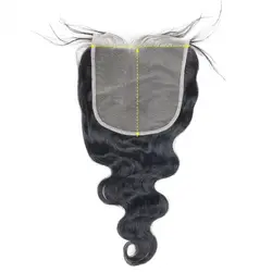 6x6 закрытие бразильский человеческих волос Закрытие объемная волна Кружева Закрытие С Детские волосы натурального Цвет отбеленные узлы