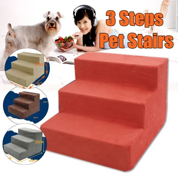 

3 Steps Portable Pet Dog Cat Stairs Ramp Easy Way Ladder Cover Indoor Nonslip Sofa Bed Leather Cover Dog Accessories Universal