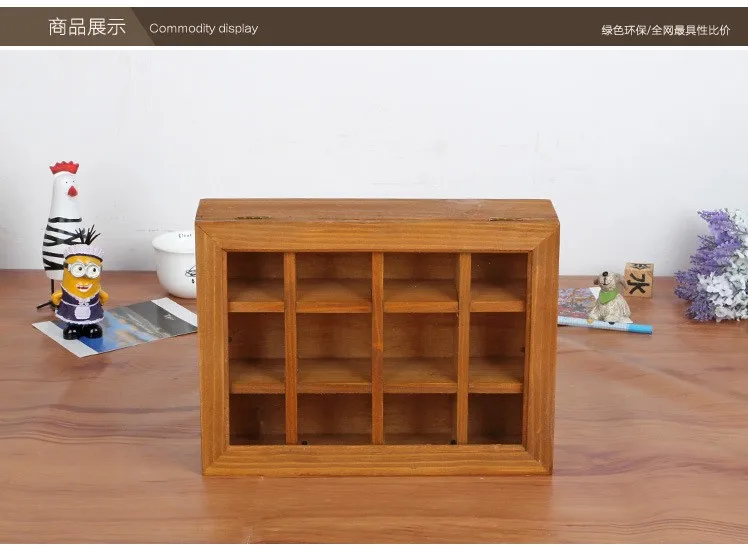 Деревянный 12 сетка ящик для хранения в стиле ZAKKA стол разное стекло принты Organizador домашний офис деревянный Рабочий стол Парфюмированная Косметика Коробка для хранения es