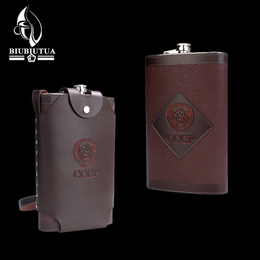 BIUBIUTUA Stainless Steel 64oz Hip Flasks Classic CCCP Design Pattern