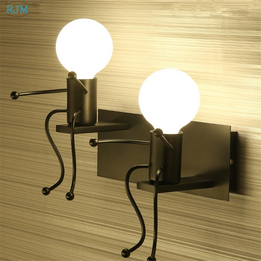 Nordic Modern Simple Creative Cartoon Children Iron Wall Lamps for Living Room Bedroom Bedside Hallway Indoor Lighting Decor led wall lamp wall light
