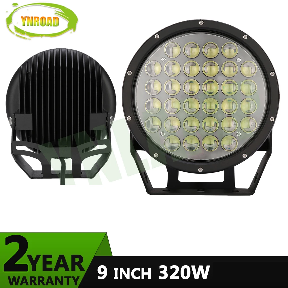 

YNROAD 1pair 9inch round 320w 4D Black led offroad driving ligh for SUV,ATV,UTV ,4D,4X4 ,4WD off road use