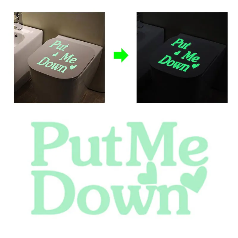Put Me Down Luminous Toilet Sticker Door Sign Glow in Dark Removable Creative Carving Self-Adhesive Waterproof WC Wall Sticker Put Me Down Luminous Toilet Sticker Door Sign Glow in Dark Removable Creative Carving Self-Adhesive Waterproof WC Wall Sticker