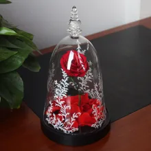 Красавица и Чудовище Очаровательная Роза стеклянная крышка реквизит вечный цветок коробка ювелирных изделий с светодиодный свет День Святого Валентина рождественский подарок