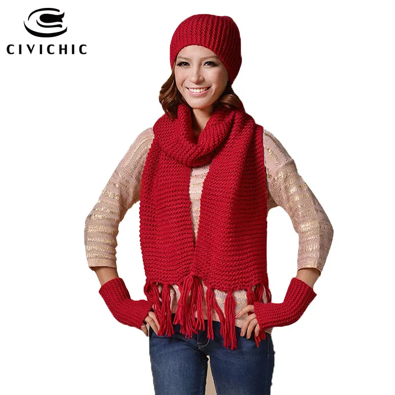 civichic-new-arrival-knit-gloves-scarf-hat-3-pieces-set-outdoor-ladies-autumn-winter-warm-cap-tassel-shawl-solid-headwear-sh116