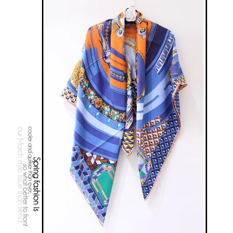 Большой квадратный шелковый шарф Обертывания для женщин Роскошные вечерние шали шарфы идеальный подарок 130x130 см