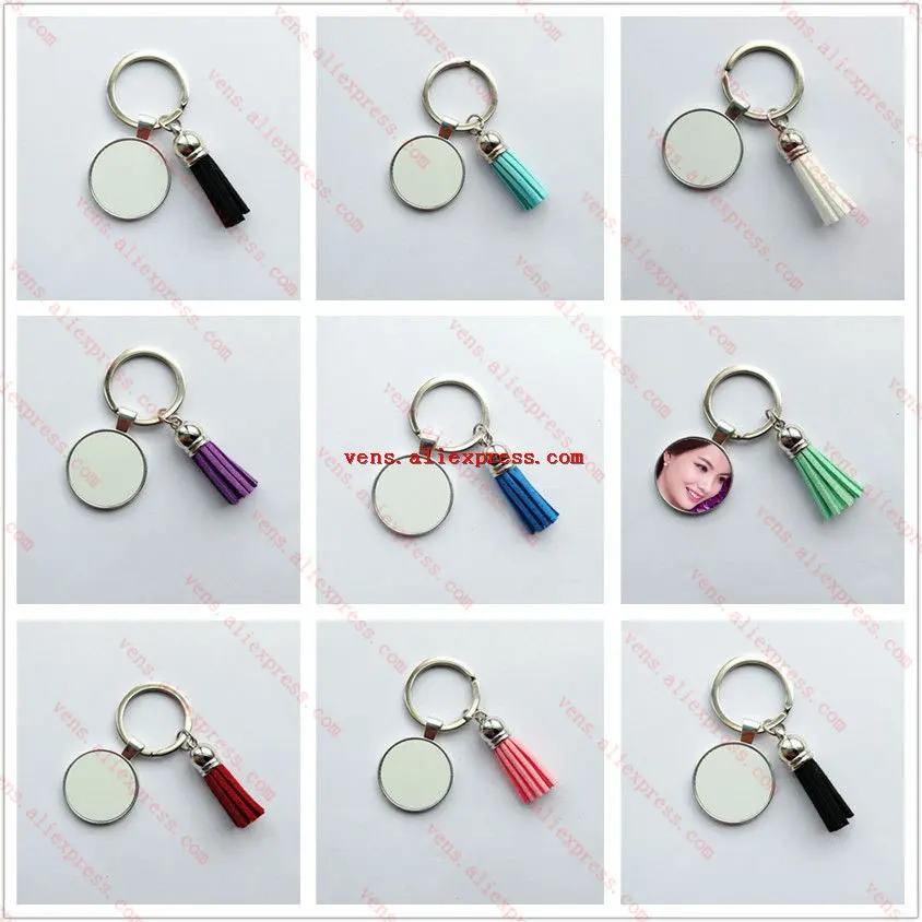 

new arrival sublimation short tassels keychains fashion key ring heart transfer printing consumables 8 colours 20pieces/lot