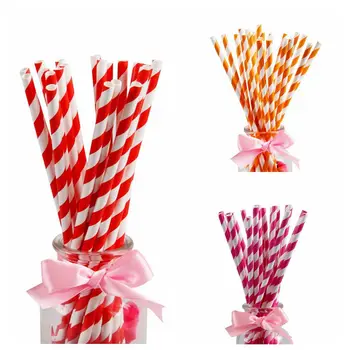 

2400pack/set Red Striped Design Paper Drinking Straws For Birthday Wedding Party Baby Shower Party Disposable Tableware Supplies