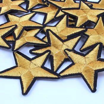 

10pcs/lot Iron On Sew On Gold Star Stickers Clothes Accessories Diy Bags Patch Handmade Jeans appliques Coats Backpack Badge