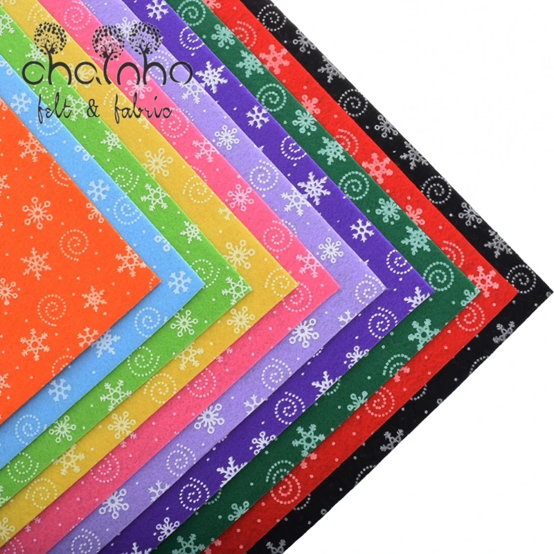 

Printed 1mm Polyester Nonwoven Felt Fabric Cloth/DIY Handmade Sewing Hometextile For Dolls Bags 10pcs Christmas Pattern 30x30cm