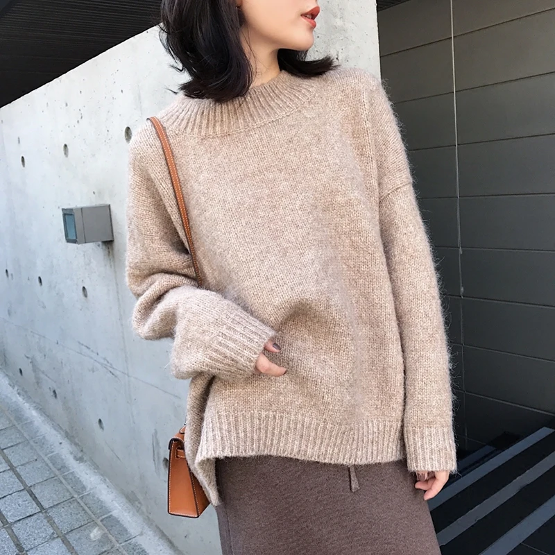 

Winter Long Sleeve Casual Crop Sweater Slim Solid Knitted Jumpers Sweter Mujer Autumn Winter Women Sweaters and Pullovers