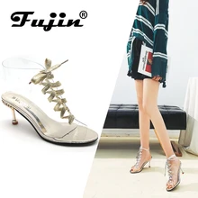 Fujin Brand 2019 Summer PVC Jelly Women Shoes Open Toe High Heels Women Transparent Perspex High Heel Strappy Ankle Boots Female Fujin Brand 2019 Summer PVC Jelly Women Shoes Open Toe High Heels Women Transparent Perspex High Heel Strappy Ankle Boots Female