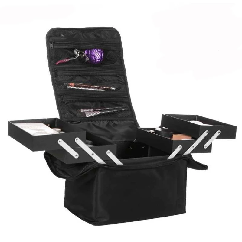 ALYMLH Brand Women Beauty Professional Cosmetic Case Large Multilayer Clapboard Organizer Makeup Tattoos Nail Art Tool