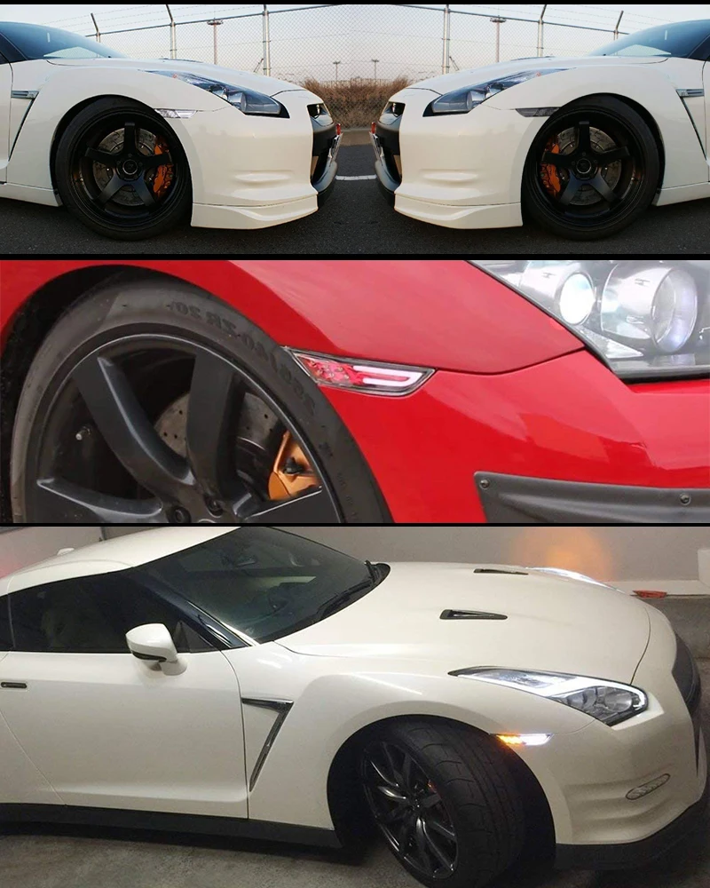 Gtinthebox для Nissan GT-R светодиодный Белый/Янтарный светодиодные, боковые, габаритные фонари для 2007-18 Nissan GT-R R35 габаритные огни DRL или указатели поворота