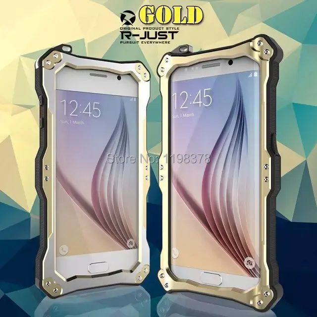 Роскошные золотые чехол для телефона для Samsung Galaxy S6 Edge G9200 G920F Водонепроницаемый тройная защита металлический чехол с Gorilla Стекло