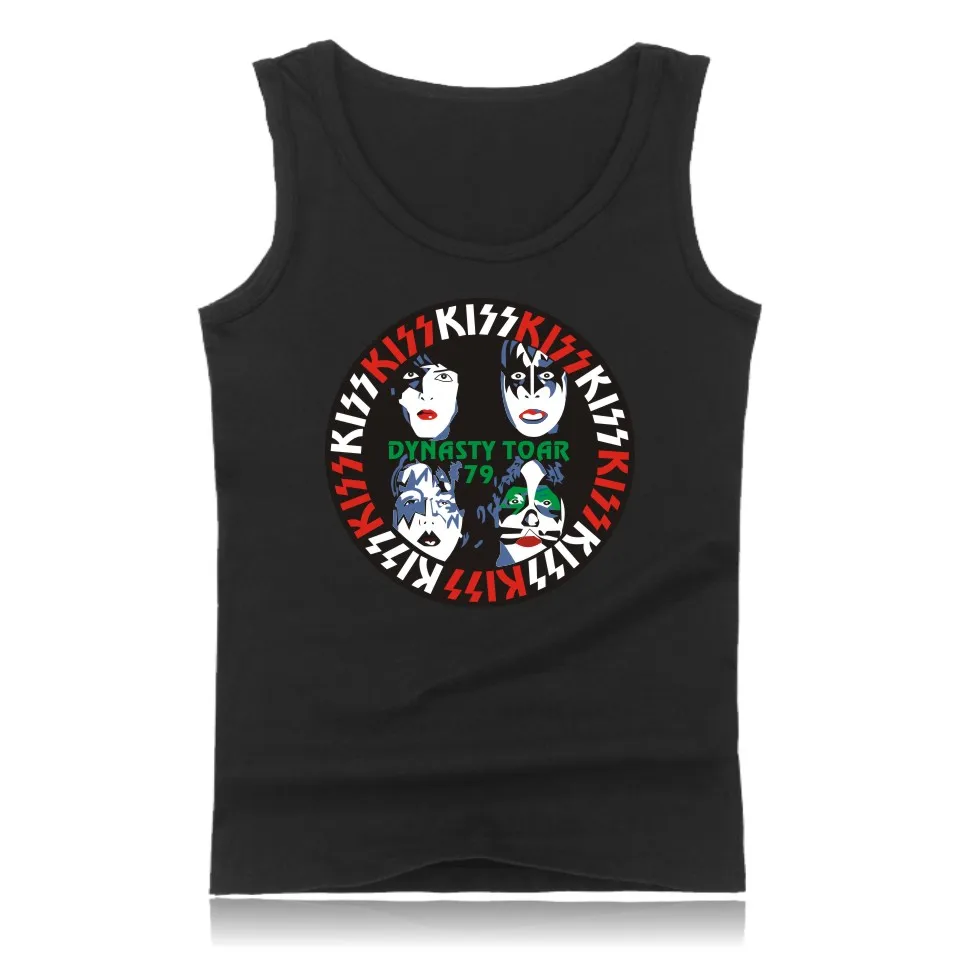 Классический топик для мужчин и размера плюс ROCK BAND KISS Muscle рубашки без рукавов