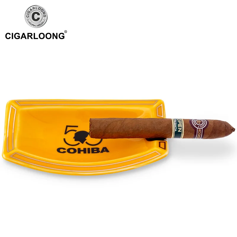 Новые COHIBA аксессуары для сигар керамическая пепельница для сигар 1 держатель Квадратная Пепельница 2 цвета сигарета Табак пепельница Подарочная коробка CLG-0395