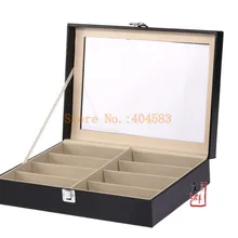 Черные солнцезащитные очки из искусственной кожи, стеклянные очки для глаз, витрина для хранения очков, Oragenizer со стеклянным верхом