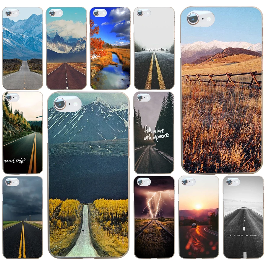 

64AD Bumper Road Landscape Hard Transparent Cover Case for iphone 4 4s 5 5c 5s se 6 6s 8 plus 7 7 Plus X