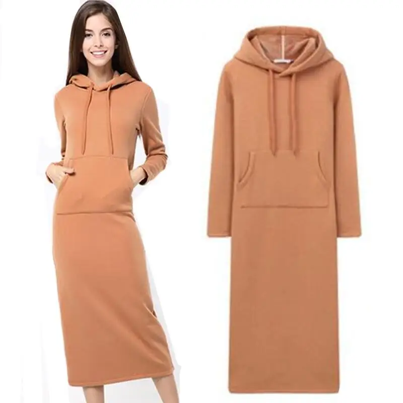 tan hoodie dress