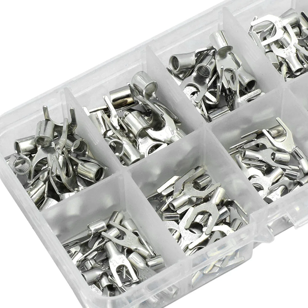 

180PCS/Box 9 Models Naked SNB Furcate Pre-Insulating Fork Spade Wire Crimp Terminals SNB Cable Connector Assortment