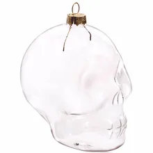 Акция-украшение для дома и сада рождественские стеклянные украшения 90*65 мм прозрачный стеклянный череп, 5/упаковка